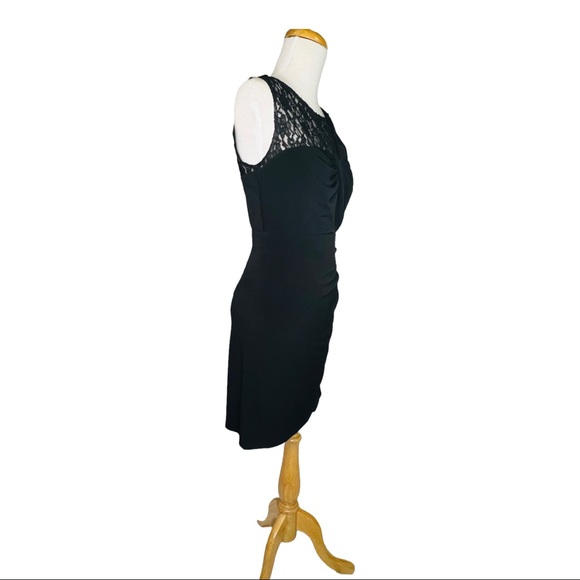 Laundry by Shelli Segal Vintage 90s Ruched Lace Little Black Dress Women’s Sz 6 - Picture 5 of 12